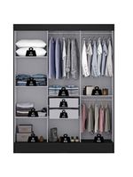 Guarda Roupas Casal com Espelho 3 Portas de Correr 2 Gavetas Mônaco Maxel Preto