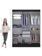 Guarda Roupas Casal com Espelho 3 Portas de Correr 2 Gavetas Mônaco Maxel Preto