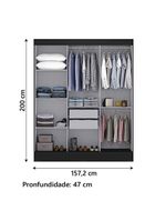 Guarda Roupas Casal com Espelho 3 Portas de Correr 2 Gavetas Mônaco Maxel Preto