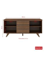 Buffet Aparador Rustic 3 Gavetas 2 Portas Pés Madesa