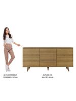 Buffet Aparador Rustic 3 Gavetas 2 Portas Pés Madesa