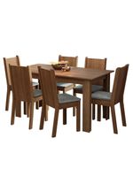 Conjunto Sala De Jantar Mesa Tampo De Madeira 6 Cadeiras Rustic Silver Analu Madesa