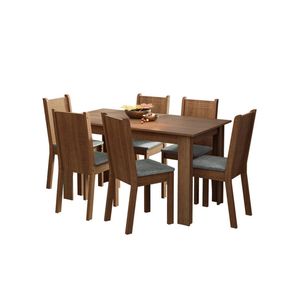 Conjunto Mesa Tampo de Madeira com 6 Cadeiras Rustic Silver Analu Madesa
