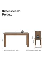 Conjunto Sala De Jantar Mesa Tampo De Madeira 6 Cadeiras Rustic Silver Analu Madesa