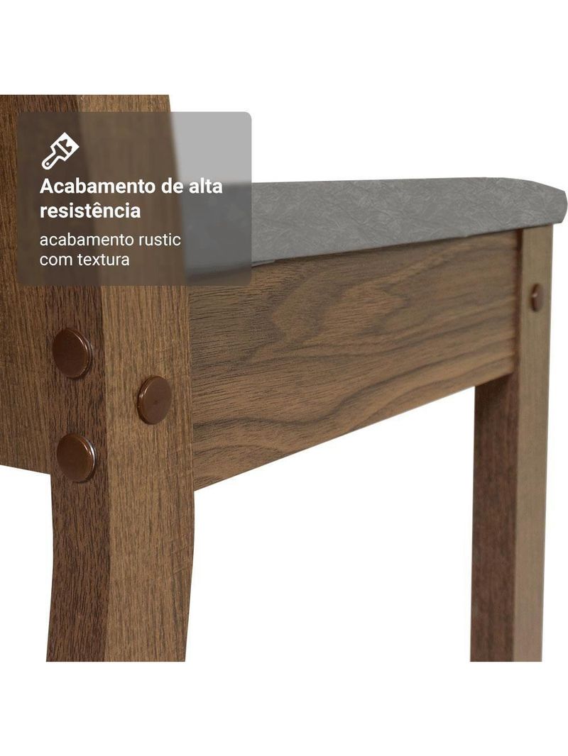 Conjunto Sala De Jantar Mesa Tampo De Madeira 6 Cadeiras Rustic Silver Analu Madesa