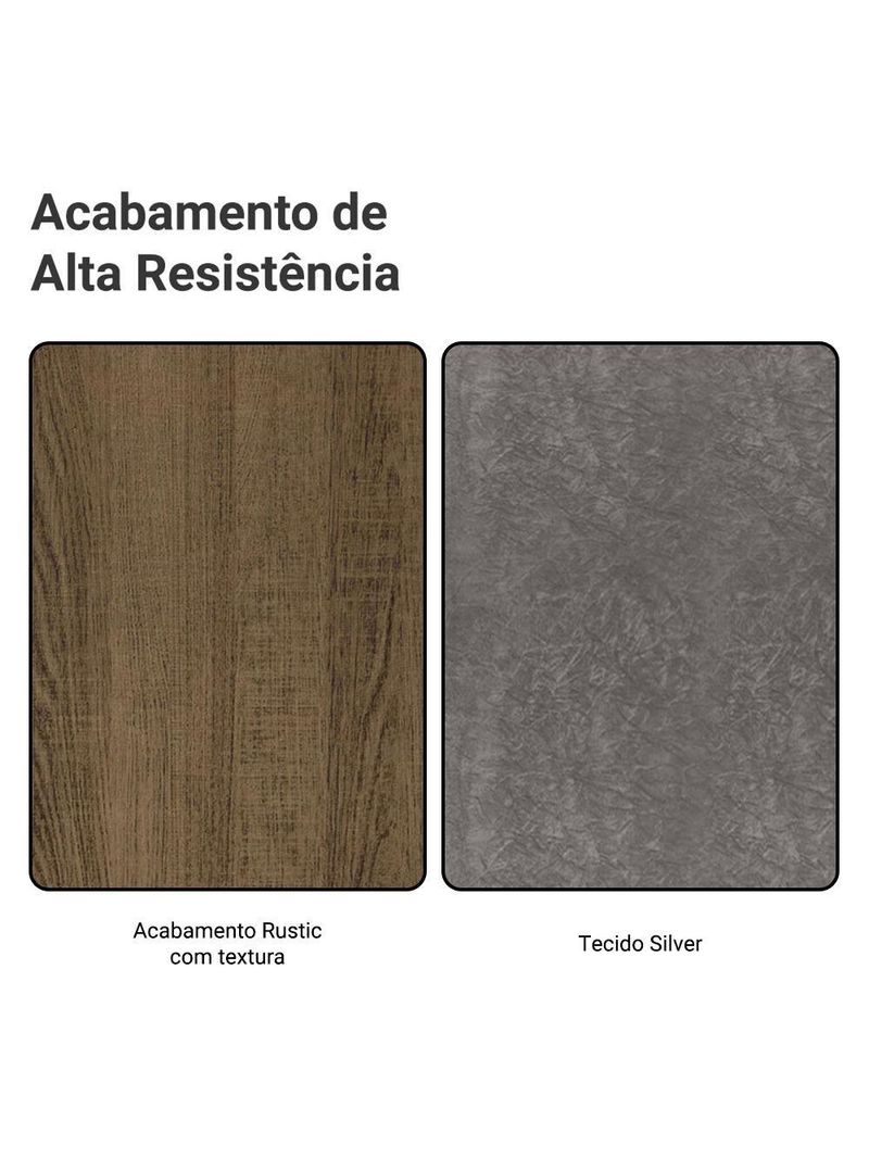 Conjunto Sala De Jantar Mesa Tampo De Madeira 6 Cadeiras Rustic Silver Analu Madesa