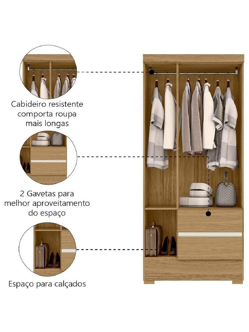 Guarda Roupas Solteiro Coimbra Atacama Aramóveis Atacama