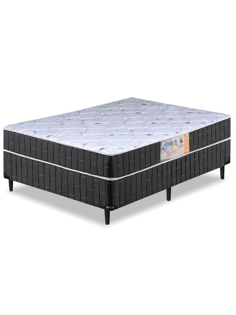 Cama Box Casal Conjugado Granada Umaflex Preto/branco Flor