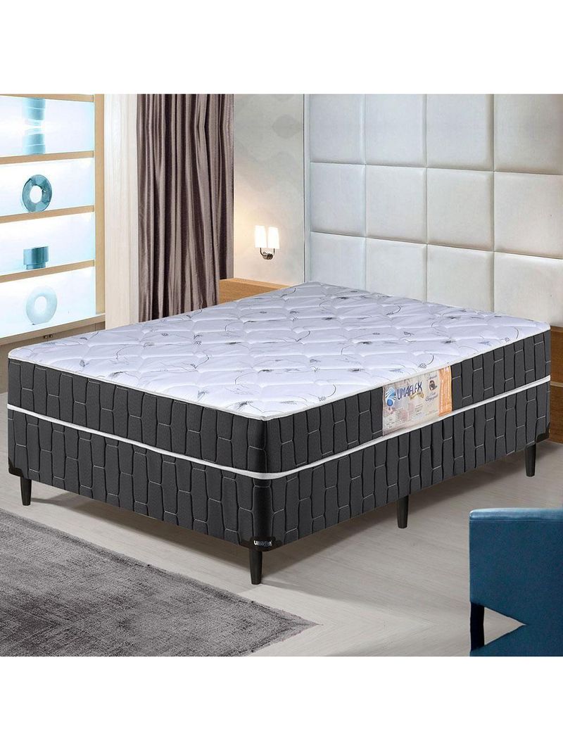 Cama Box Casal Conjugado Granada Umaflex Preto/branco Flor
