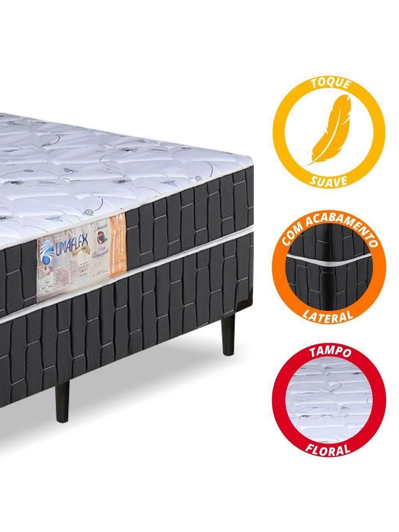 Cama Box Casal Conjugado Granada Umaflex Preto/branco Flor