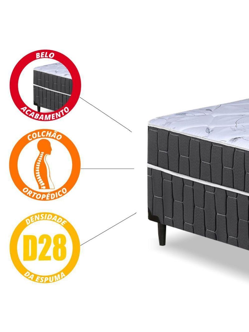 Cama Box Casal Conjugado Granada Umaflex Preto/branco Flor