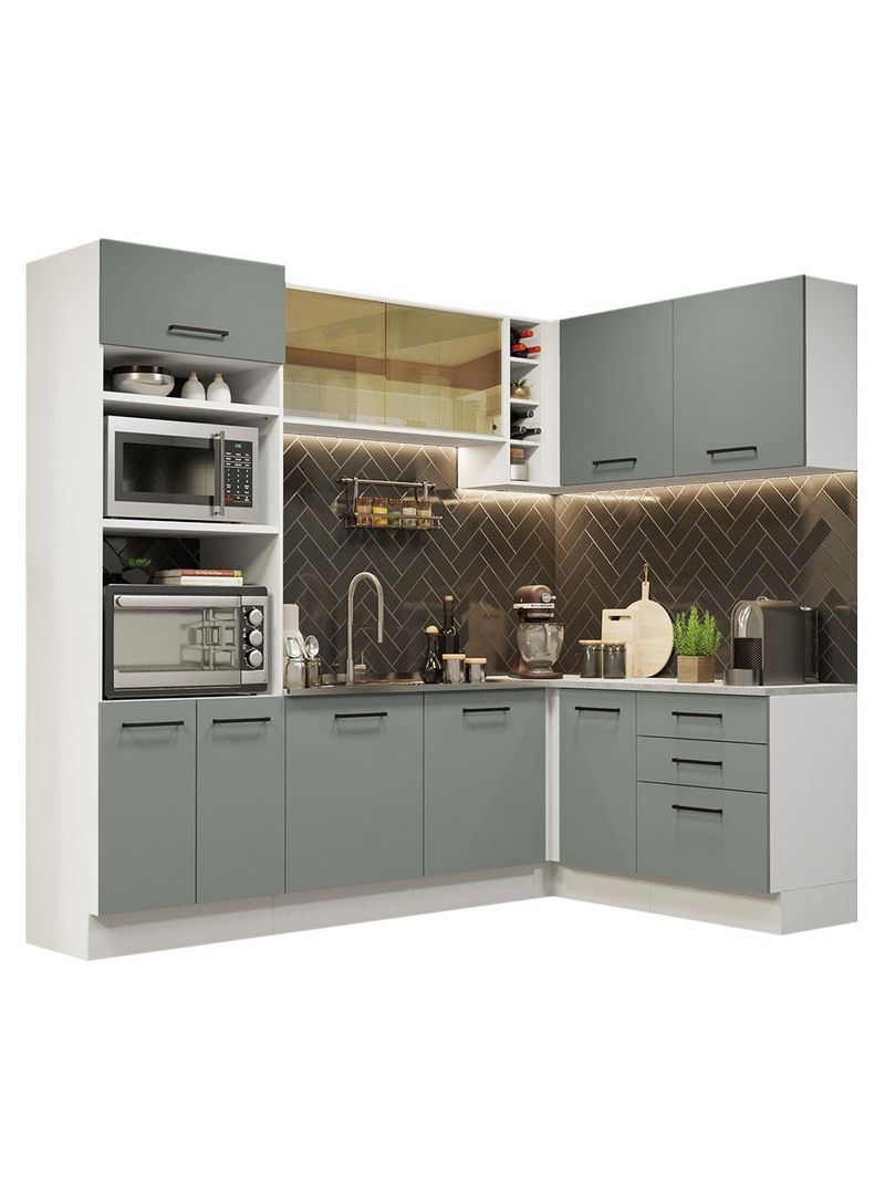 Cozinha Completa 399001 Com Armário E Balcão Branco/Cinza