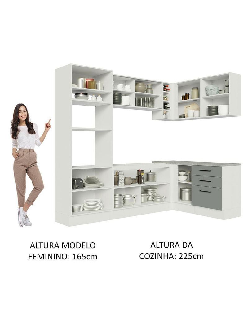 Cozinha Completa 399001 Com Armário E Balcão Branco/Cinza