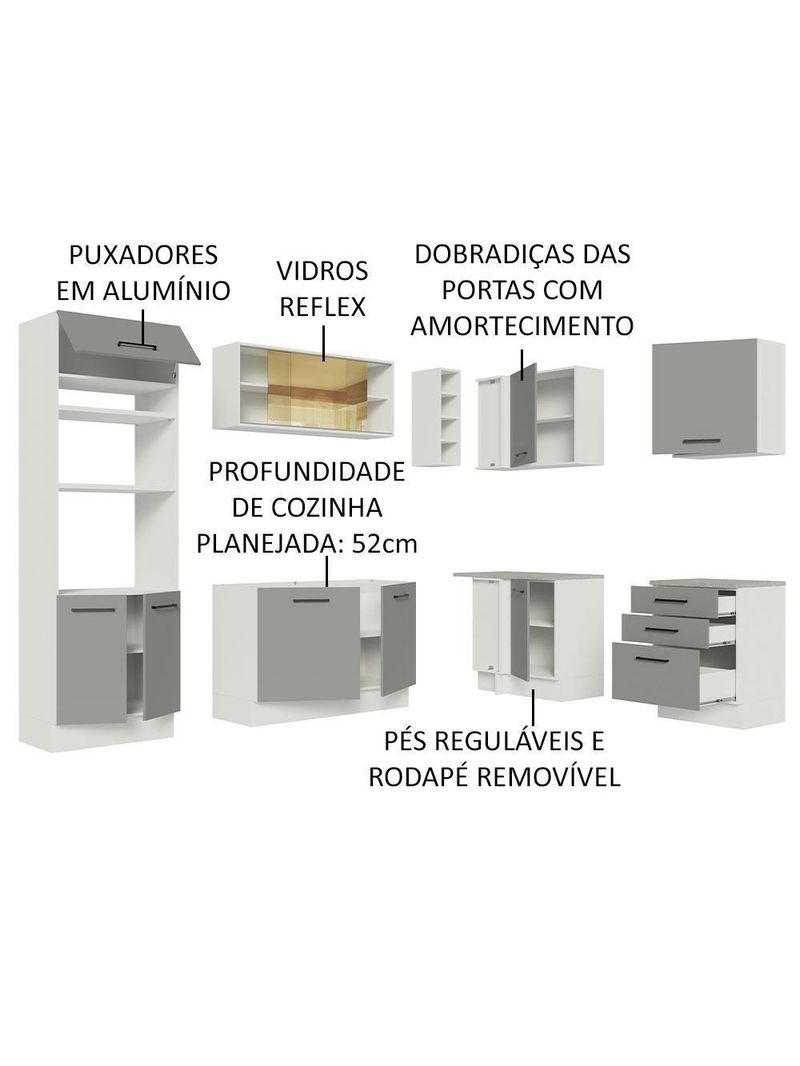 Cozinha Completa 399001 Com Armário E Balcão Branco/Cinza