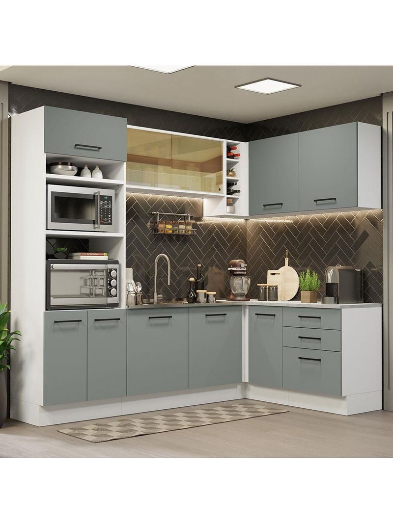 Cozinha Completa 399001 Com Armário E Balcão Branco/Cinza