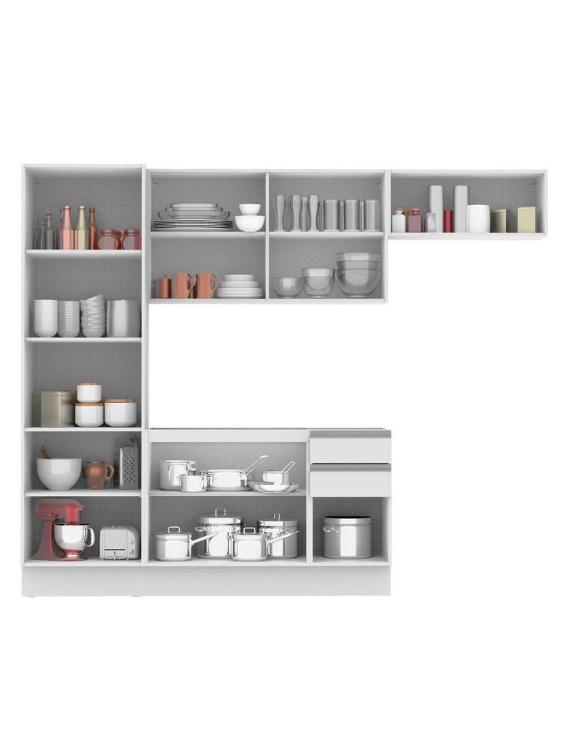 Cozinha Acordes Glamy Branco 100% MDF Armário Balcão Madesa