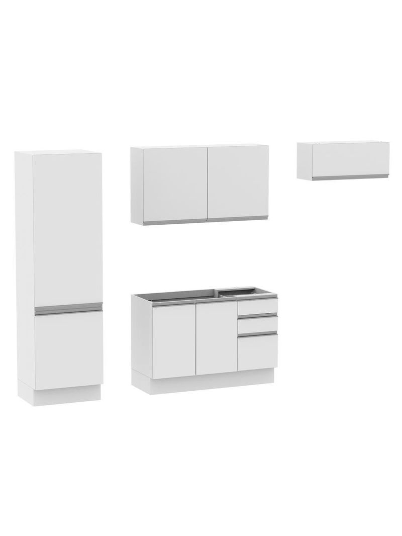 Cozinha Acordes Glamy Branco 100% MDF Armário Balcão Madesa