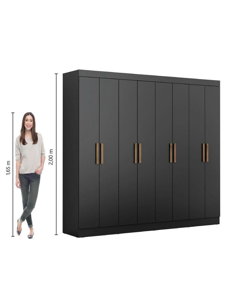 Guarda Roupas Casal 8 Portas 4 Gavetas Prime Preto Maxel Preto