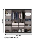 Guarda Roupas Casal 8 Portas 4 Gavetas Prime Preto Maxel Preto