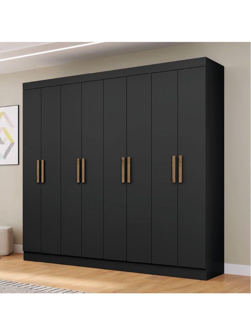 Guarda Roupas Casal 8 Portas 4 Gavetas Prime Preto Maxel Preto