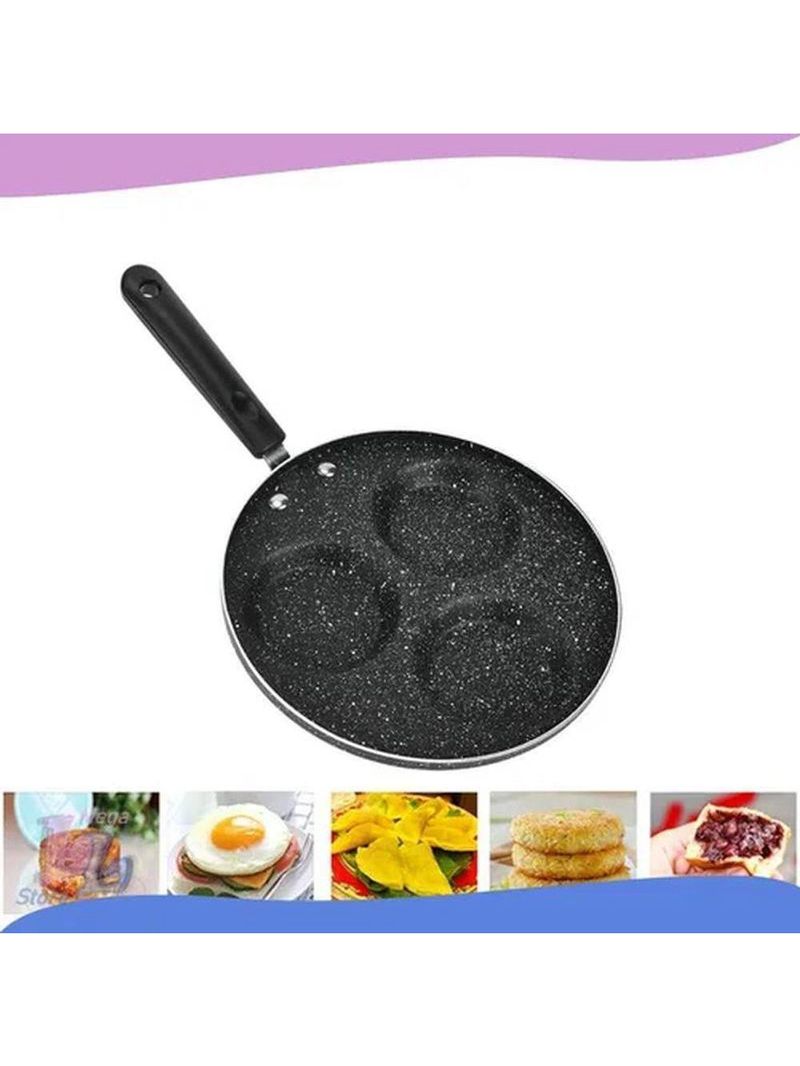 Frigideira Preta 23cm Antiaderente Com 3 Divisórias Ovos
