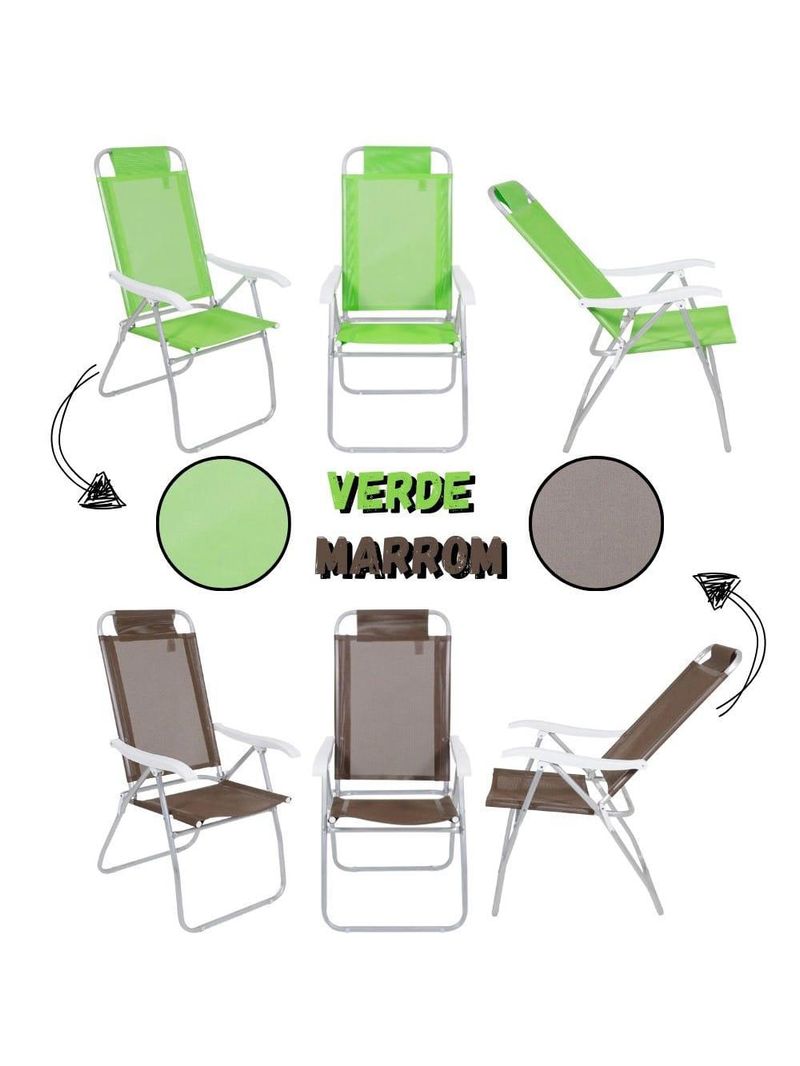 Cadeira de Praia Reclinável 4 Posições Prosa em Alumínio BEL verme