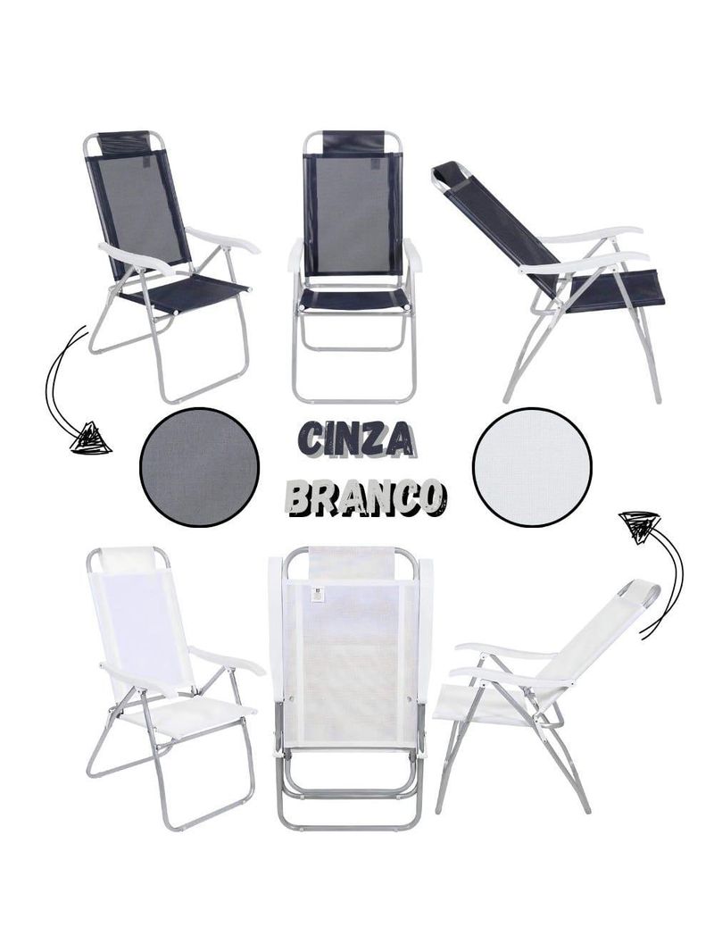 Cadeira de Praia Reclinável 4 Posições Prosa em Alumínio BEL verme