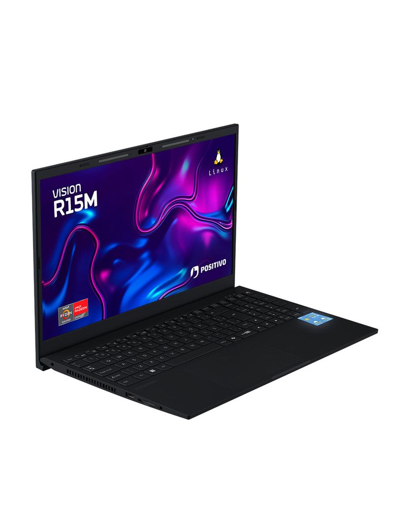 Notebook Positivo Vision R15M AMD® Ryzen 7-5825U Linux 8GB RAM 256GB SSD Wi-Fi 6 15” Full HD IPS - Minitela - Preto