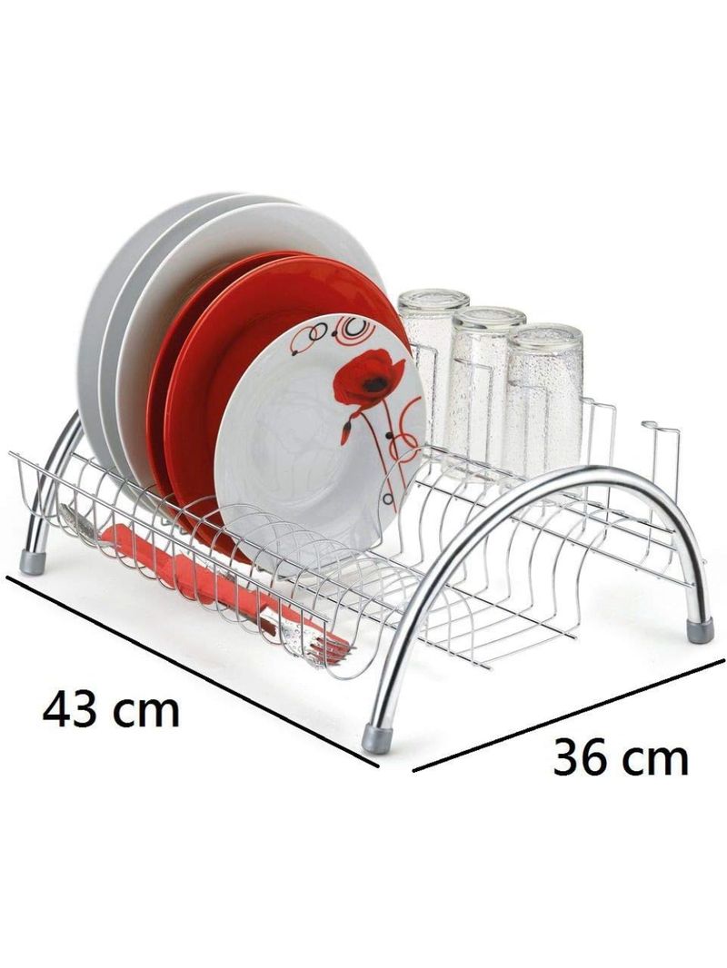 Escorredor de Pratos Fantastik Arthi 43cm Cromado com Porta-Copos