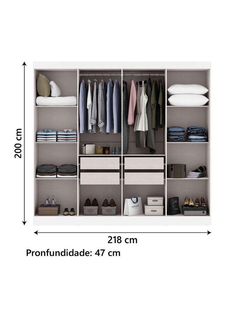 Guarda Roupas Casal 8 Portas 4 Gavetas Prime Maxel – Branco