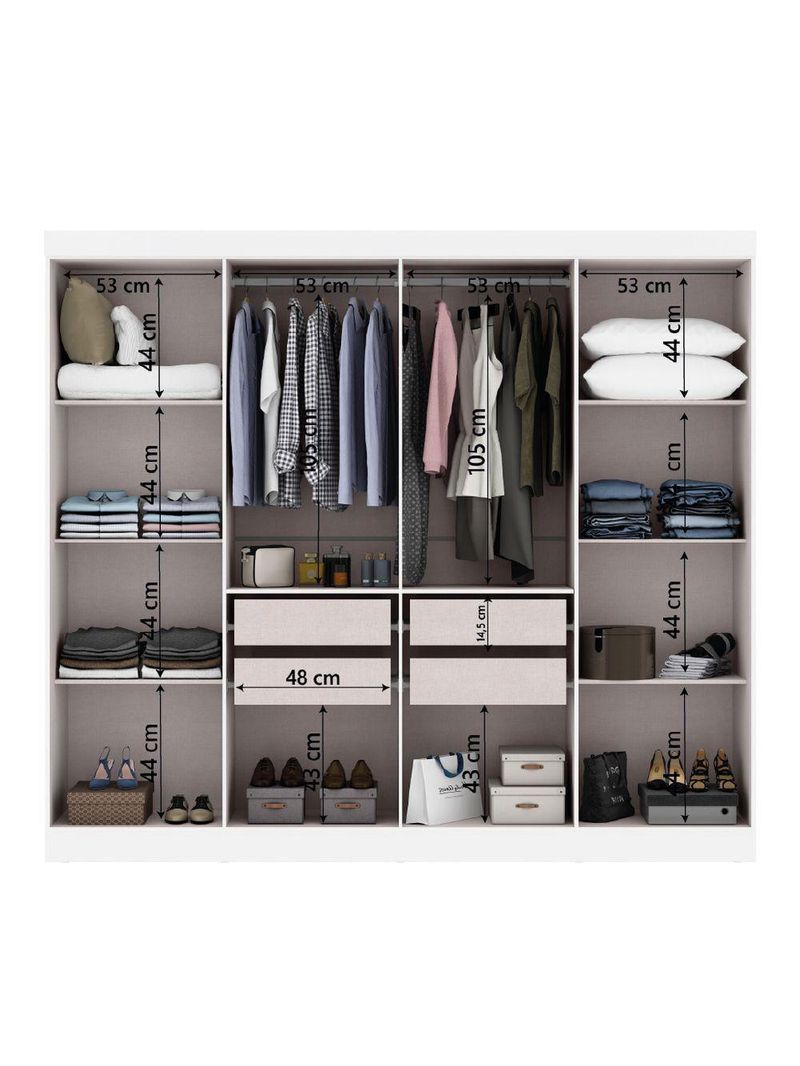 Guarda Roupas Casal 8 Portas 4 Gavetas Prime Maxel – Branco