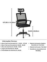 Cadeira de Escritório Giratória Executiva Pro – Regulagem de Altura | Preto