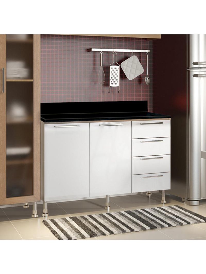 Armario Cozinha Completo Ditália Aspen 4 Pçs Carvalho/br A48