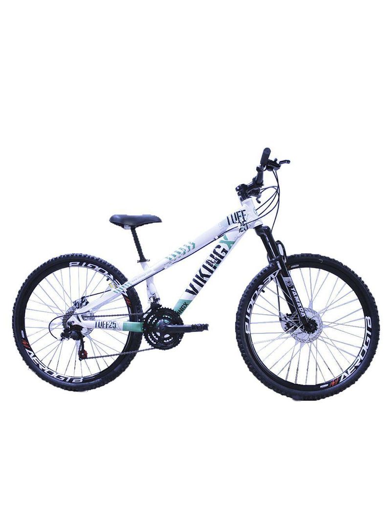 Bicicleta Viking X Tuff 25/30 Aro 26 Freio A Disco Mec 21v Cambios Importados Branco Verde