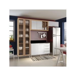 Armario Cozinha Completo Ditália Aspen 4 Pçs Carvalho/br A48