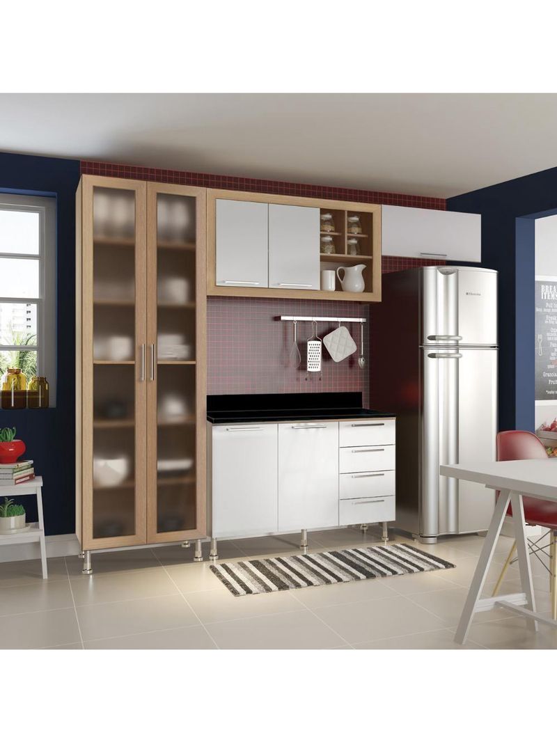 Armario Cozinha Completo Ditália Aspen 4 Pçs Carvalho/br A48