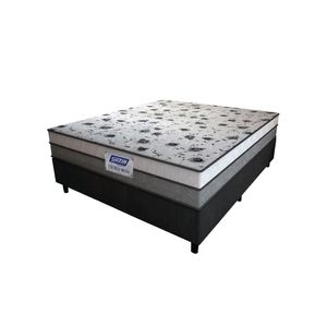 Cama Box Casal Colchão Espuma D33 Fort 138x188x59cm Gazin  Cinza/Branco