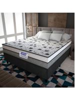 Cama Box Casal Colchão Espuma D33 Fort 138x188x59cm Gazin  Cinza/Branco