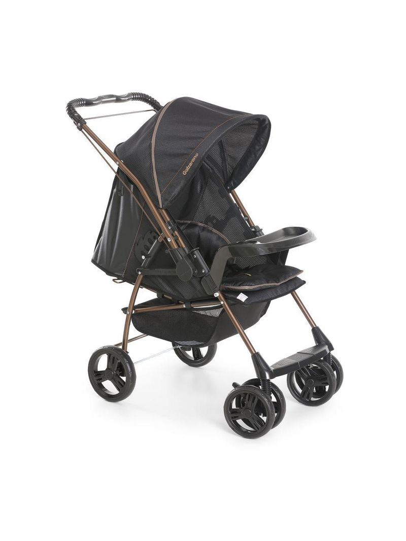 Carrinho de Bebê Galzerano Milano Reversível II 0 Meses Até 15 Kg Preto com Cobre