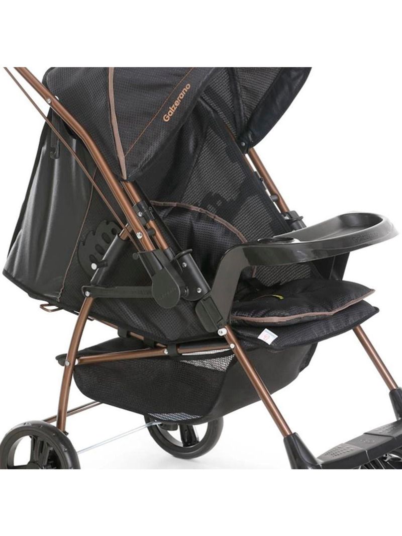 Carrinho de Bebê Galzerano Milano Reversível II 0 Meses Até 15 Kg Preto com Cobre