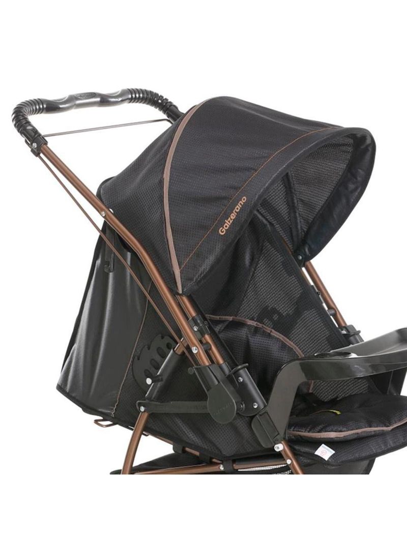 Carrinho de Bebê Galzerano Milano Reversível II 0 Meses Até 15 Kg Preto com Cobre