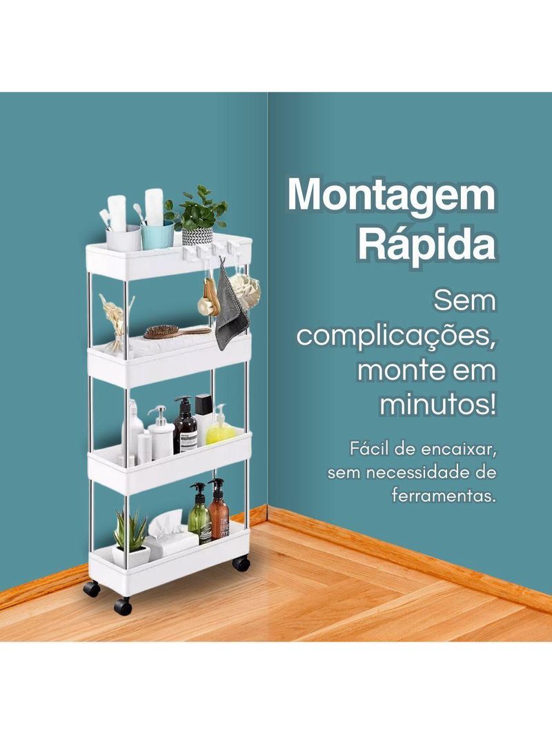 Estante Versátil 4 Andares de Prateleiras com Rodízios