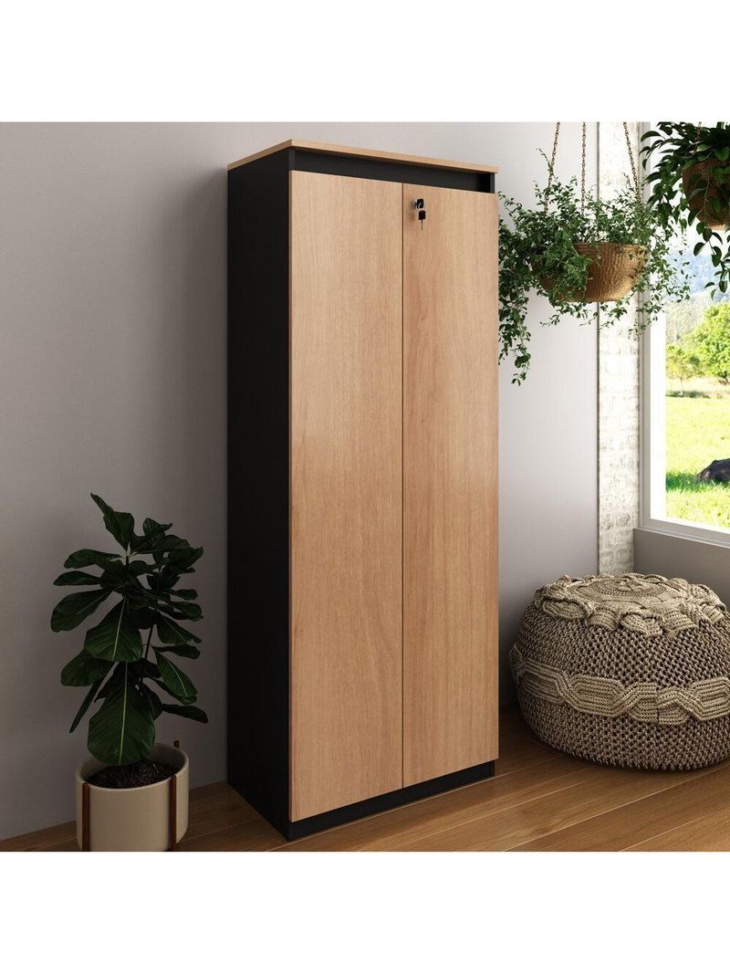 Armário Escritório 2 Portas Multimóveis CR25048 Amêndoa/Preto