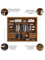 Guarda Roupas Casal 2 Portas de Correr 6 Gavetas Imperador Zanzini Madeir/Off