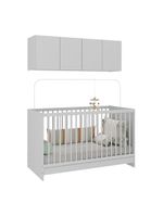 Berço 3 Em 1 Com Colchão e Armário Aéreo 4 Portas Mp4149 Branco