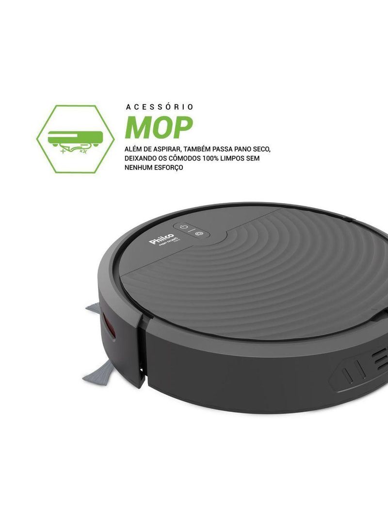 Aspirador Robô Philco Função MOP Seco Antiqueda PASE10 Bivolt