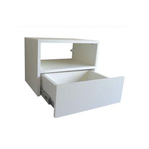 Mesa De Cabeceira 30cm Branco Off White Com Gaveta E Nicho