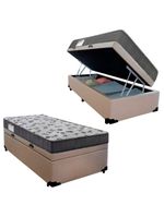 Cama Box Baú Solteiro Sintético + Colchão De Espuma D33 Serene 88cm Bege