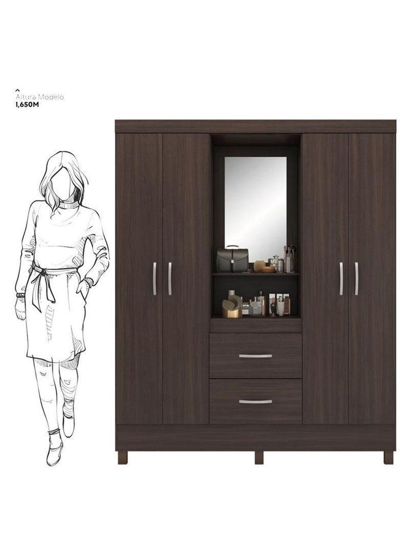 Guarda Roupa Casal Capelinha Lord Café - Demóbile