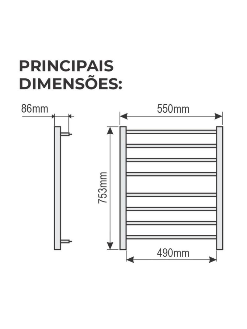 Toalheiro Térmico 2 Toalhas Com Fio Lado Esquerdo Classic Duo02b Aiello Toalheiro Duplo Preto Bivolt